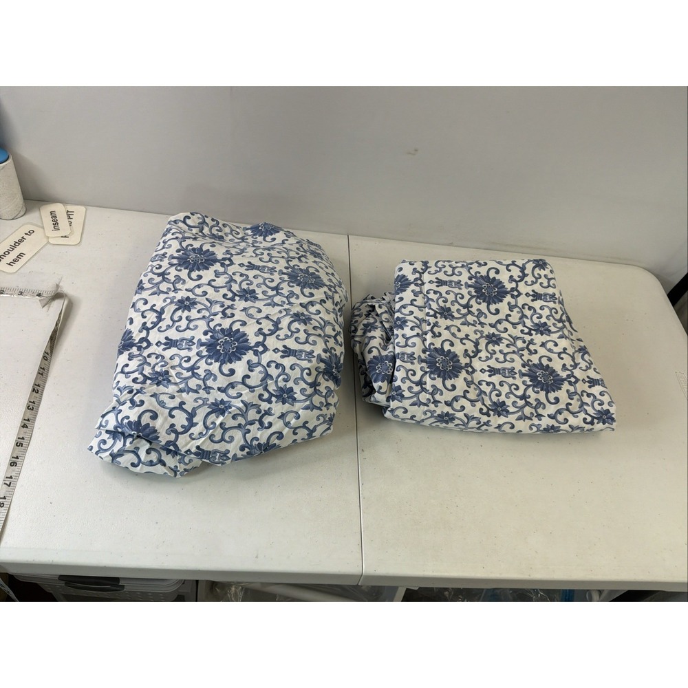 Ralph Lauren Porcelain Blue White Rosette Tamarind Chinoiserie Full Sheet set